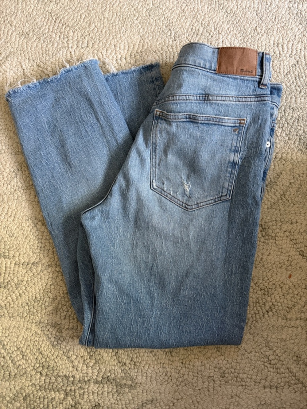 High-Rise Straight Leg Jeans in Light Blue Denim